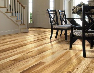 Hardwood floors with a hickory finish