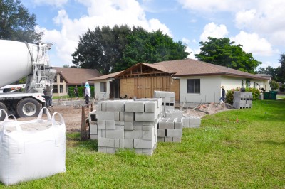 Concrete blocks ready for framing. 