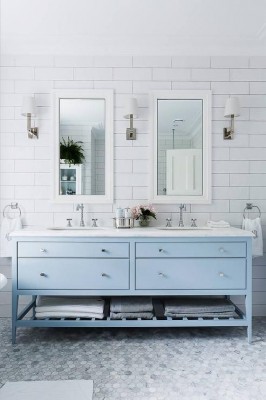 Here is how they look in a bathroom. Love this vanity too!