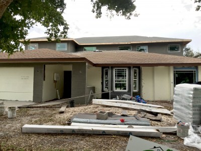 Stucco on house remodel in progress