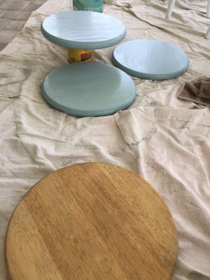 Painting the tops of the stools