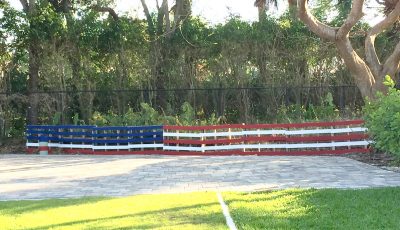 pallet flag fence before stars