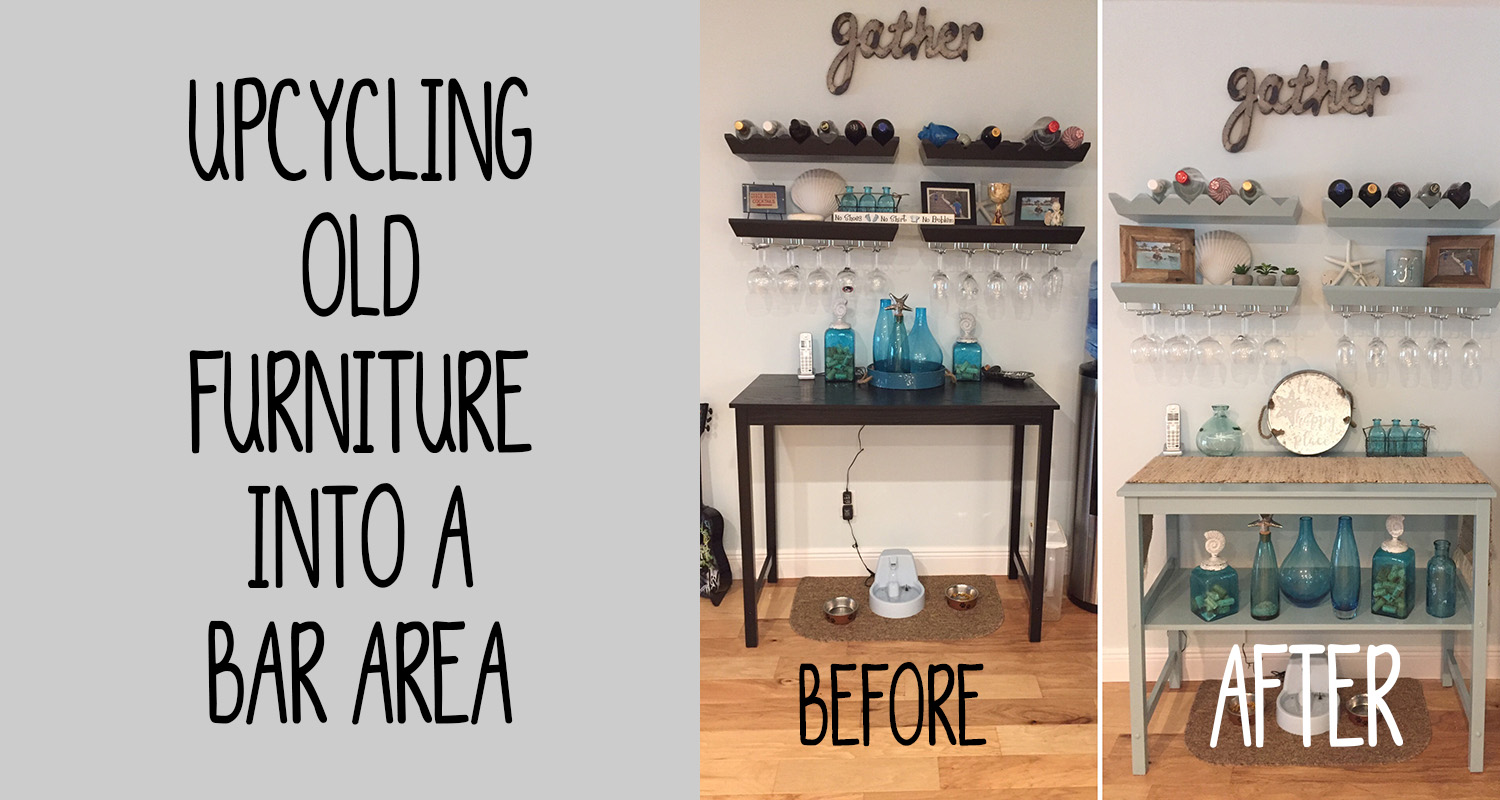 Upcycling old furniture into a bar area
