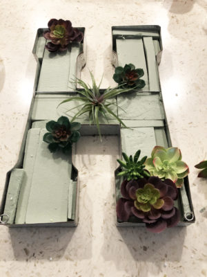 DIY Faux Succulent Monogram Garden