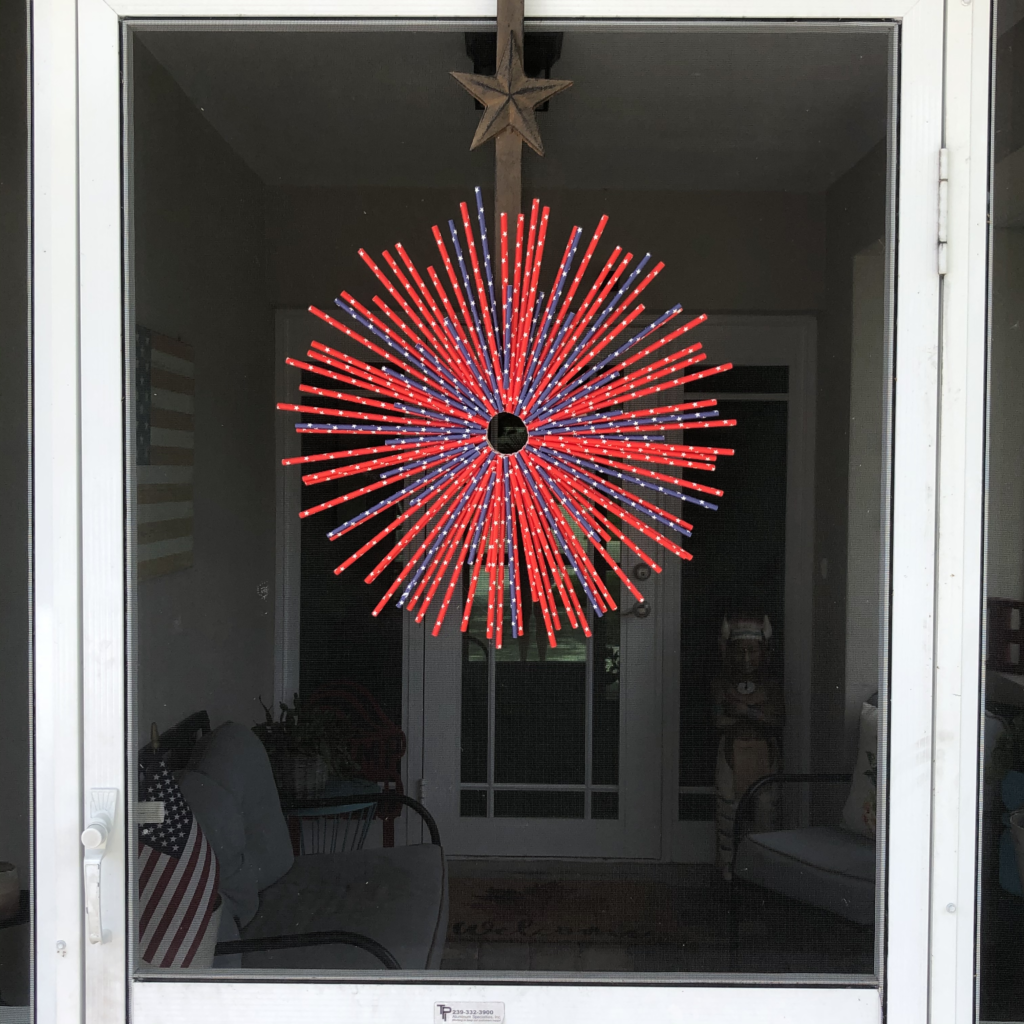 Red, White and Blue Paper Straw Wreath