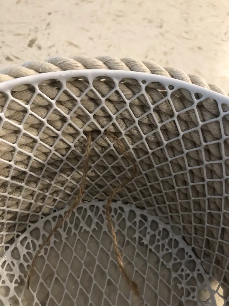 Chalkboard getting tied to basket