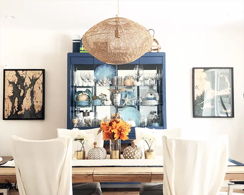 Dining Room Hutch Decorated for Fall