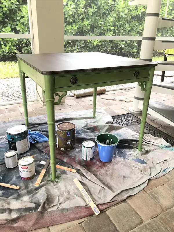 Thrift Store Challenge - Tropical Card Table