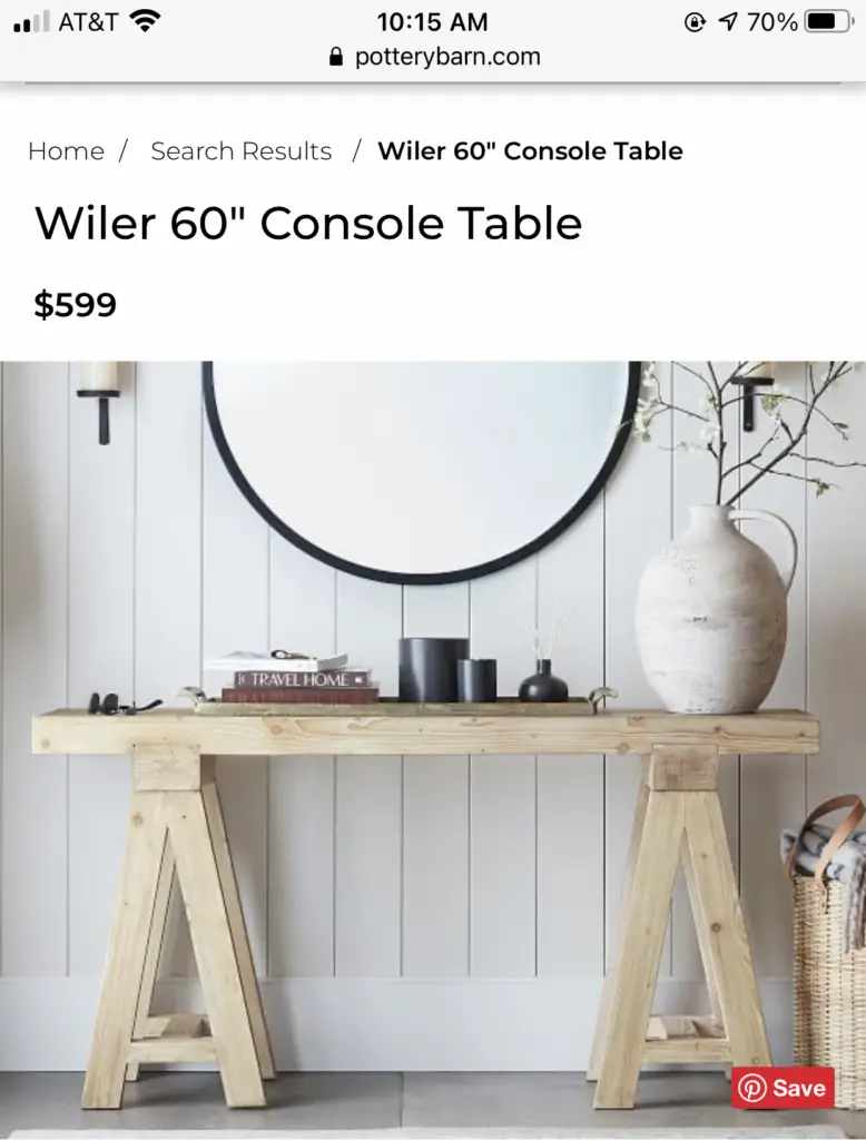 Pottery Barn Console Table