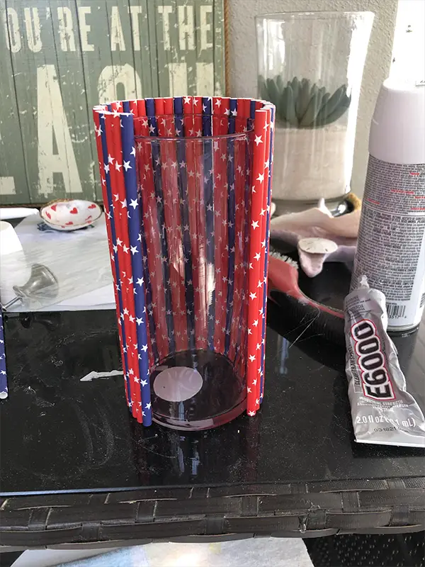 Dollar Tree Patriotic Straw Vase